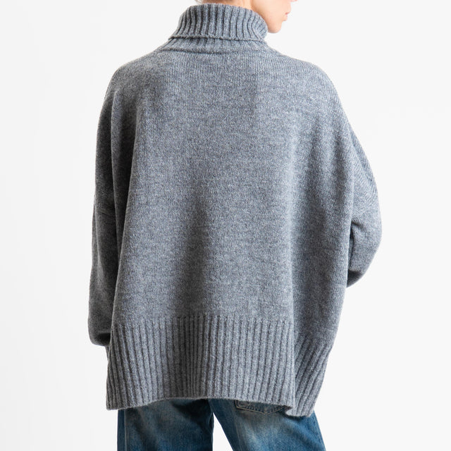 Motel-Maglia collo alto a scatola misto lana - charcoal