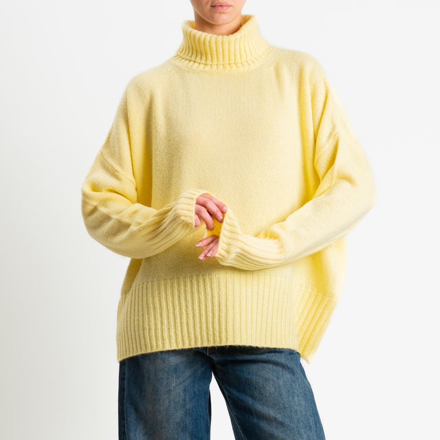Motel-Maglia collo alto a scatola misto lana - yellow
