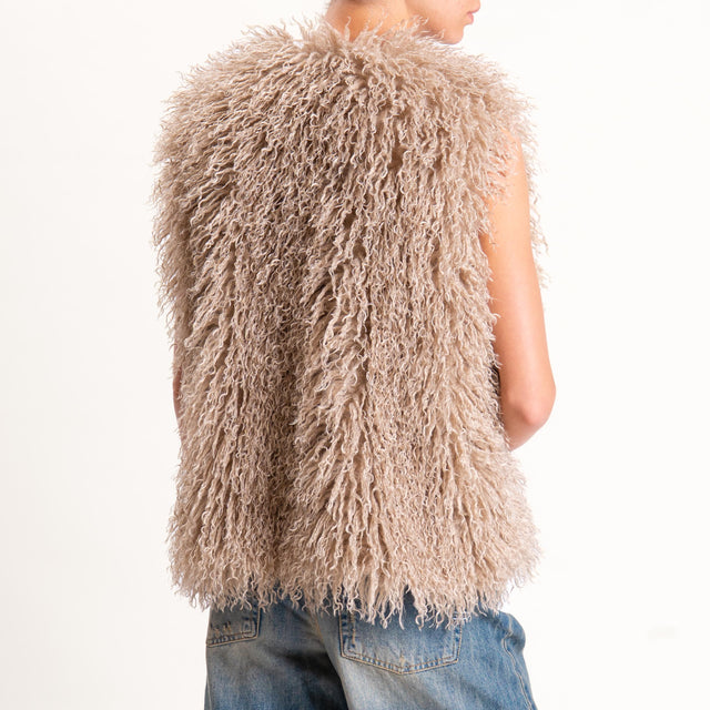 Motel-Gilet ecomongolia con spilla - beige