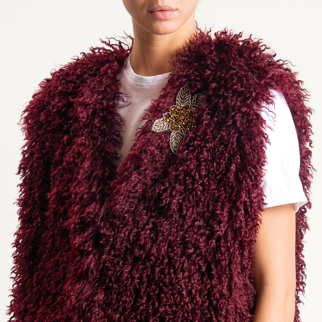Motel-Gilet ecomongolia con spilla - Bordeaux