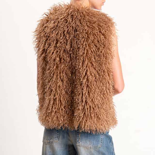 Motel-Gilet ecomongolia con spilla - miele