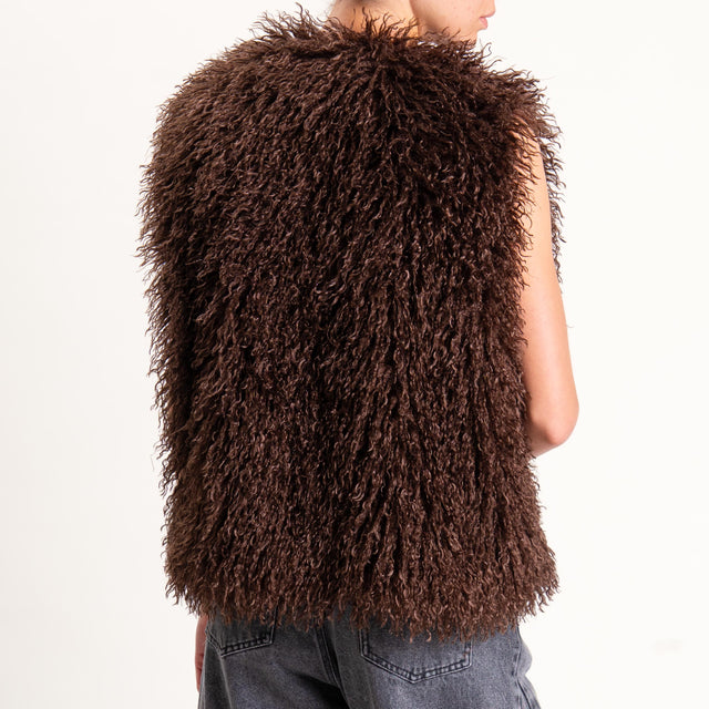 Motel-Gilet ecomongolia con spilla - moro