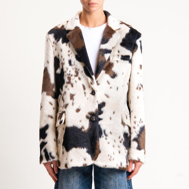 Motel-Giacca cow print due bottoni - latte/nero/moro
