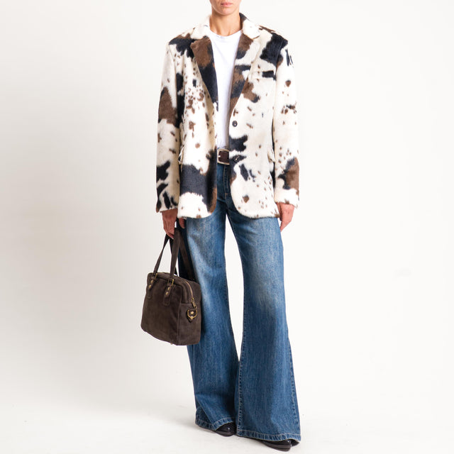 Motel-Giacca cow print due bottoni - latte/nero/moro