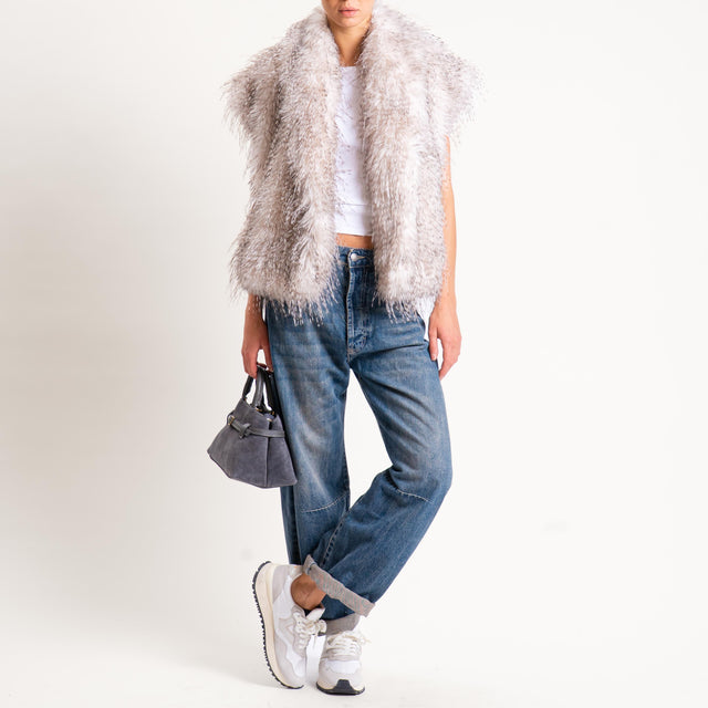 Motel-Gilet ecopelliccia - burro/nero