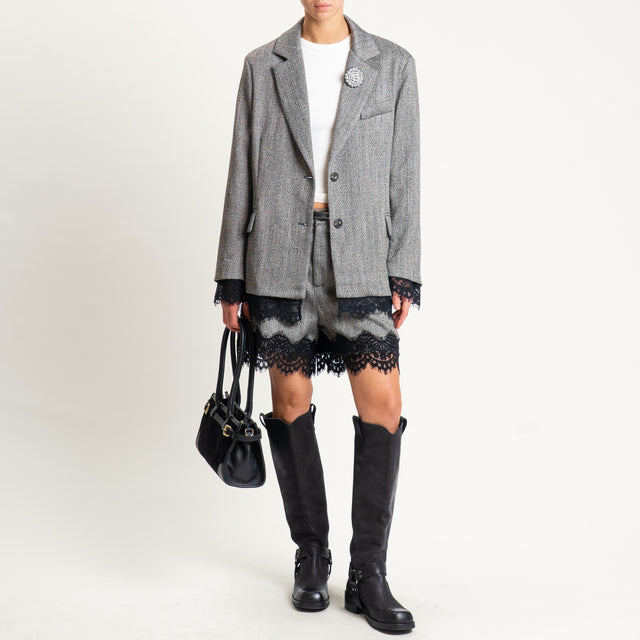 Motel-Giacca spinata con pizzo - grigio/nero