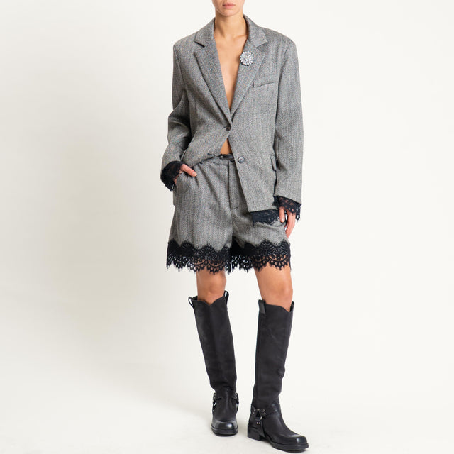 Motel-Giacca spinata con pizzo - grigio/nero