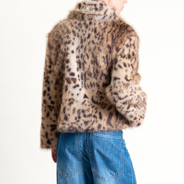 Motel-Ecopelliccia animalier con spilla - sand/moro