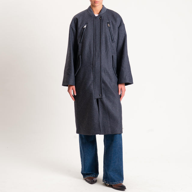 Motel-Cappotto misto lana con tasche - antracite