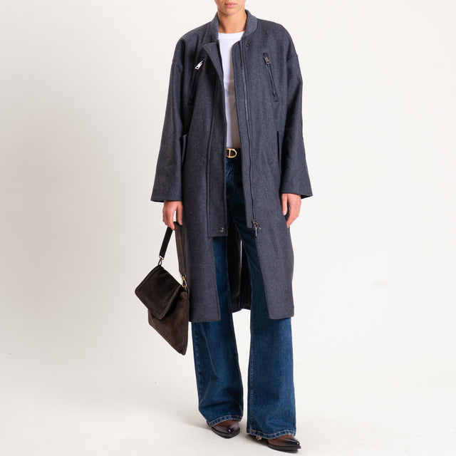 Motel-Cappotto misto lana con tasche - antracite
