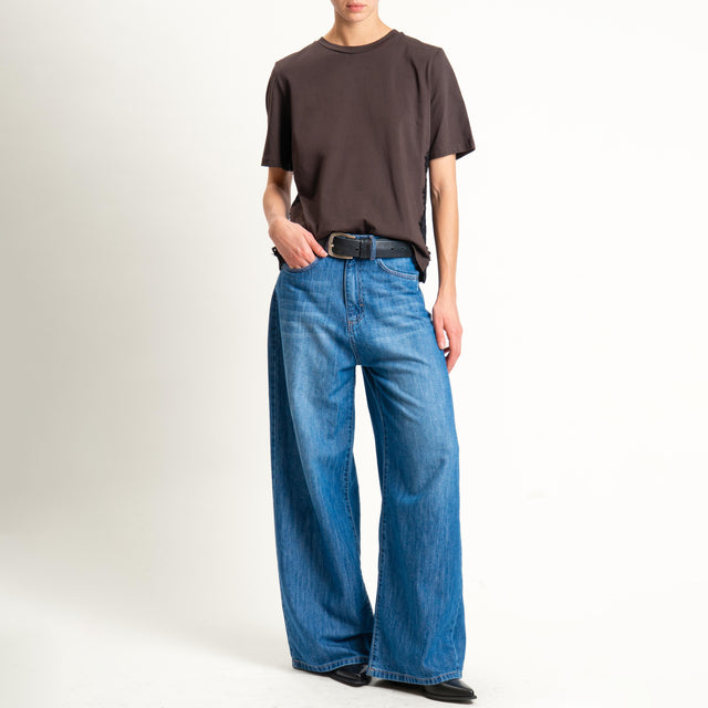 Motel-T-shirt con pizzo laterali - moro/nero
