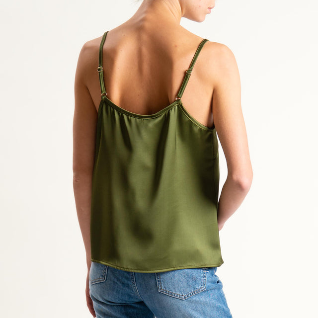 Motel-Top satin con pizzo - militare/nero