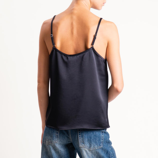 Motel-Top satin con pizzo - nero