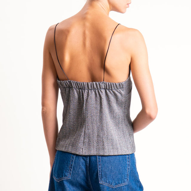 Motel-Top spinato con pizzo - grigio/nero