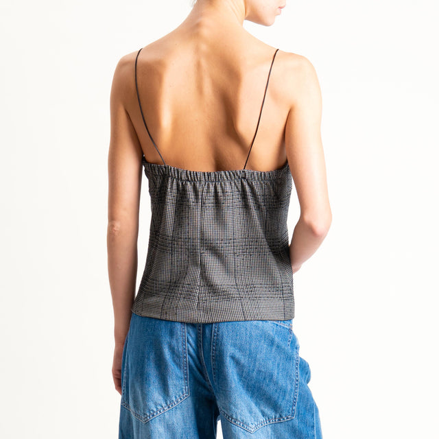 Motel-Top pied de poule con pizzo - grigio/nero