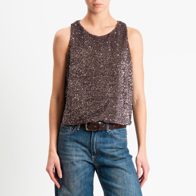 Motel-Top paillettes velluto ciniglia - fango