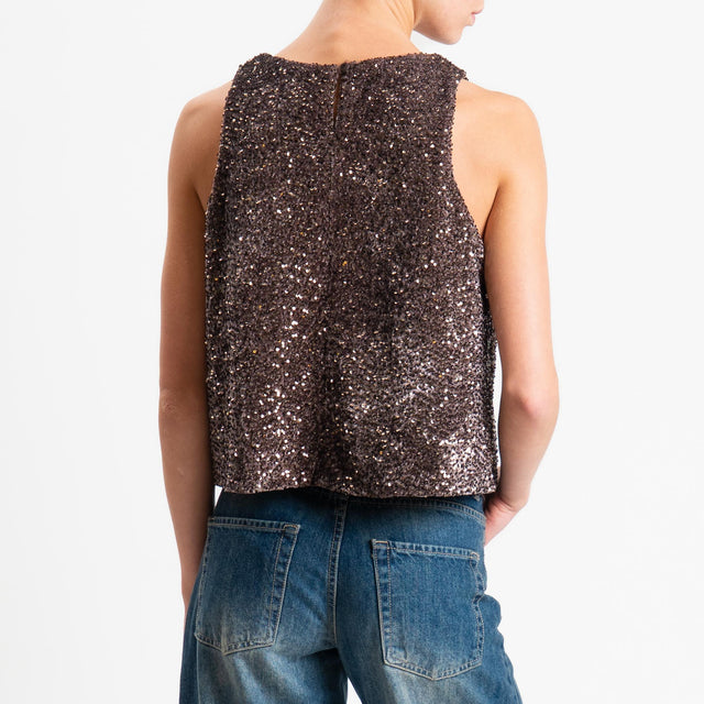 Motel-Top paillettes velluto ciniglia - fango