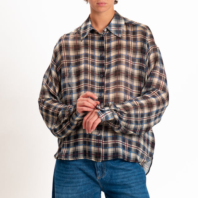 Motel-Camicia check - beige/nero/bordeaux