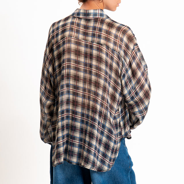 Motel-Camicia check - beige/nero/bordeaux