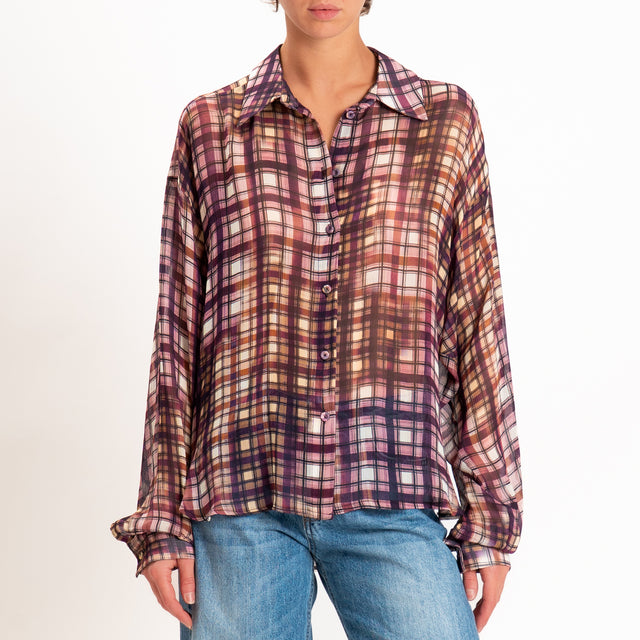 Motel-Camicia check - vino/rosa