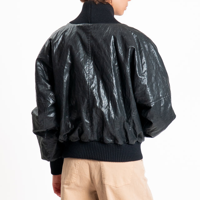 Motel-Bomber similpelle bordi in maglia - nero