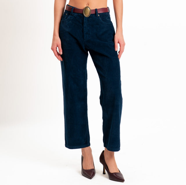 Motel-Pantalone velluto 500 righe con cintura - blu