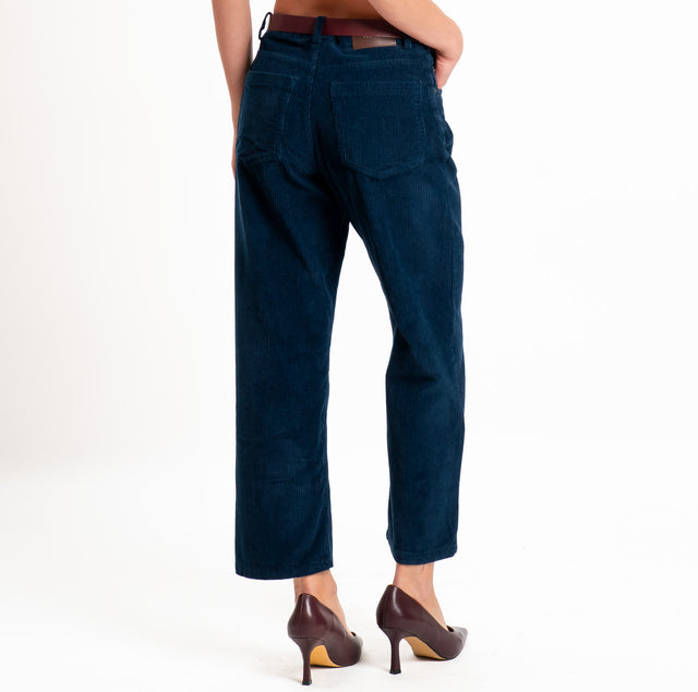 Motel-Pantalone velluto 500 righe con cintura - blu