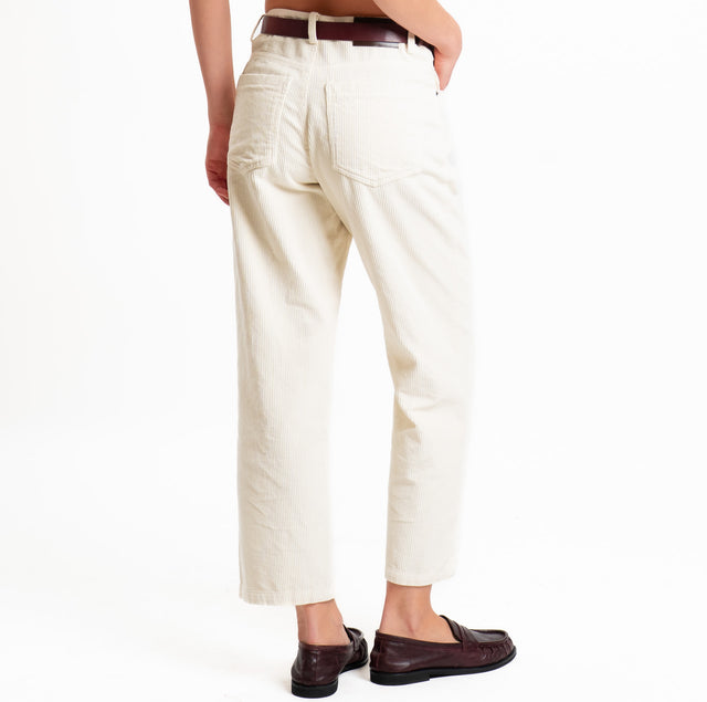 Motel-Pantalone velluto 500 righe con cintura - burro