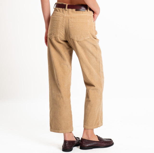 Motel-Pantalone velluto 500 righe con cintura - cammello