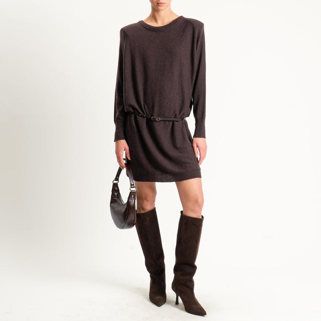 Motel-Abito misto alpaca con spalline - brown