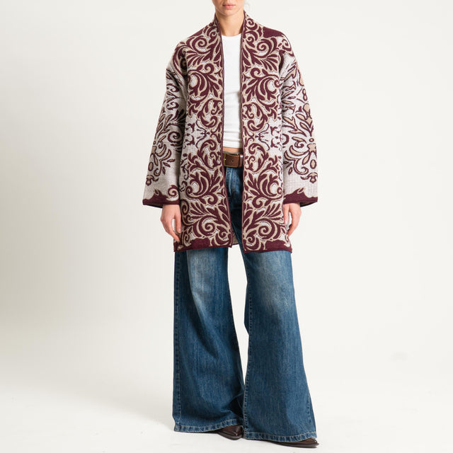 Motel- Cardigan jacquard - off white/sand/vino