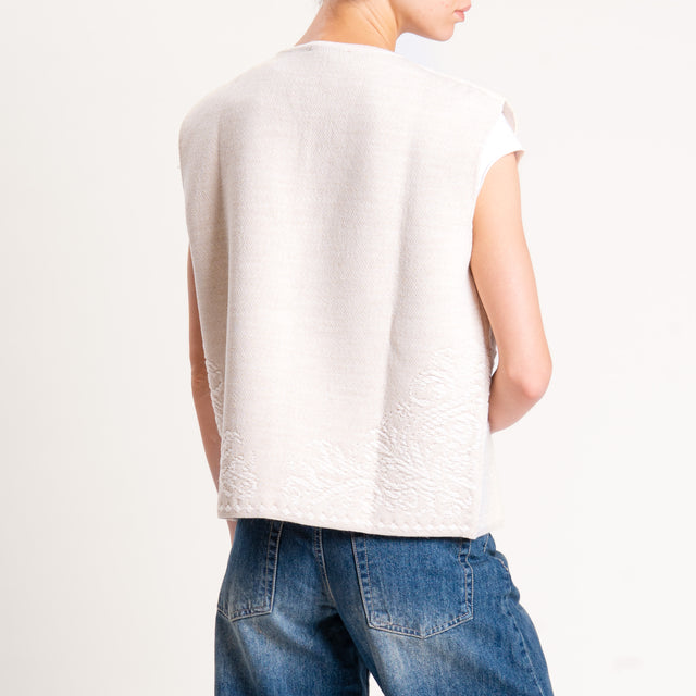 Motel-GIlet misto alpaca ricamato - burro