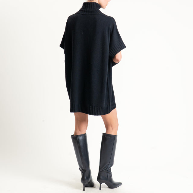 Motel-Abito collo alto misto alpaca con manicotti - nero