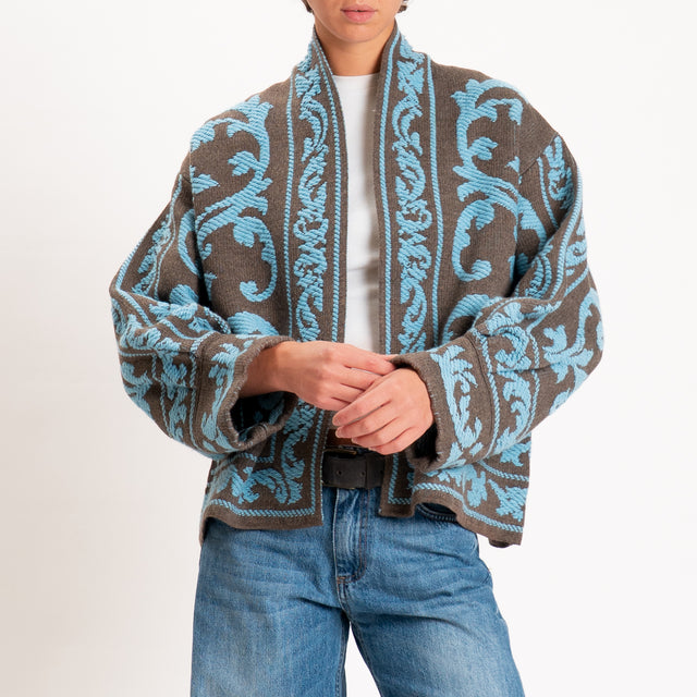 Motel-Cardigan jacquard misto alpaca - fango/sky