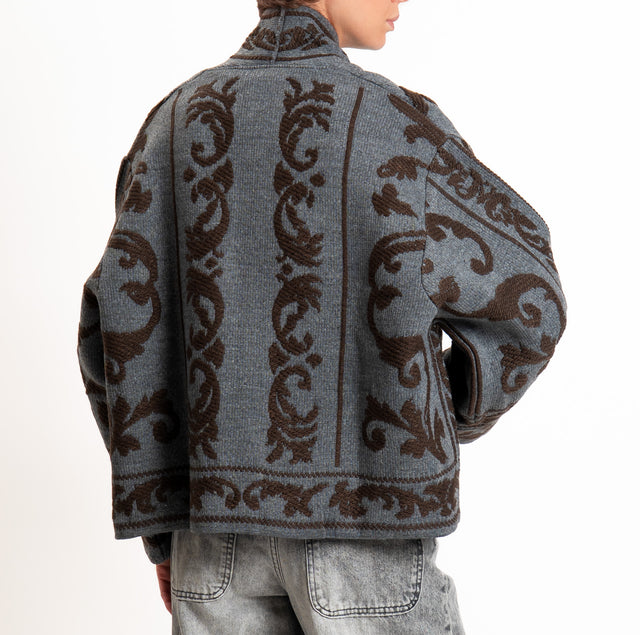 Motel-Cardigan jacquard misto alpaca - grigio/moro
