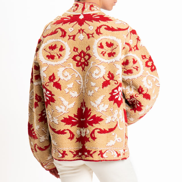 Motel-Cardigan fantasia misto alpaca - cammello/sand/red