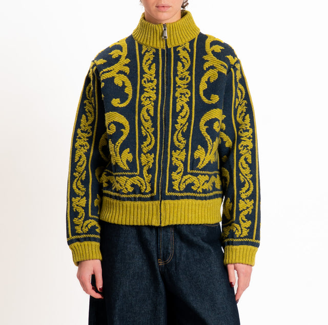 Motel-Bomber misto alpaca fantasia - blu/olio