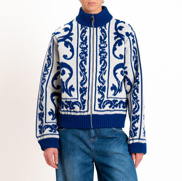 Motel-Bomber misto alpaca fantasia - panna/blu