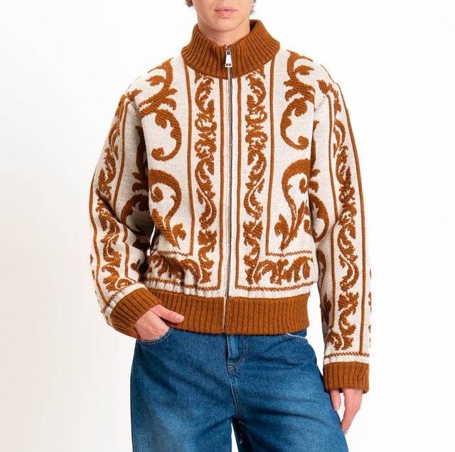 Motel-Bomber misto alpaca fantasia - beige/cuoio