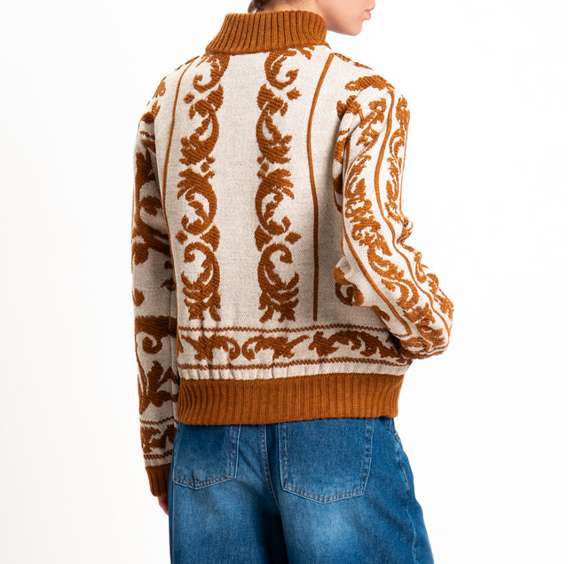 Motel-Bomber misto alpaca fantasia - beige/cuoio