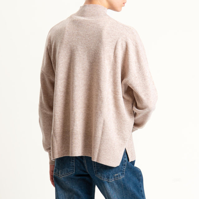Motel-Maglia 100% LANA spacchi laterali - beige melange