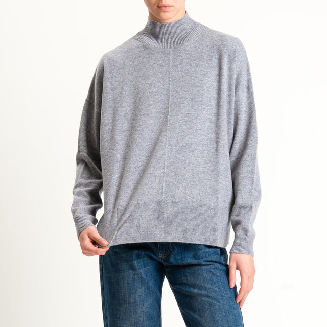 Motel-Maglia 100% LANA spacchi laterali - grigio melange