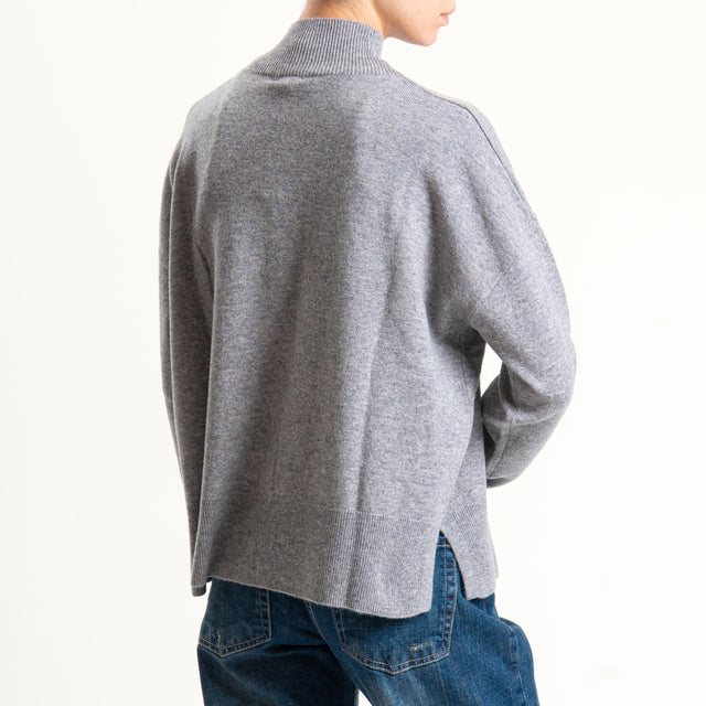 Motel-Maglia 100% LANA spacchi laterali - grigio melange