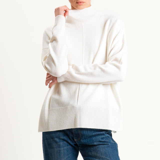 Motel-Maglia 100% LANA spacchi laterali - panna