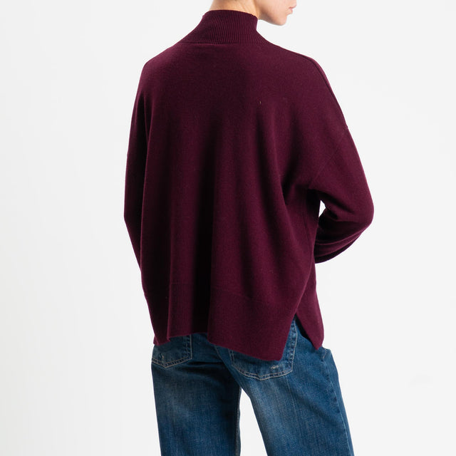 Motel-Maglia 100% LANA spacchi laterali - vino