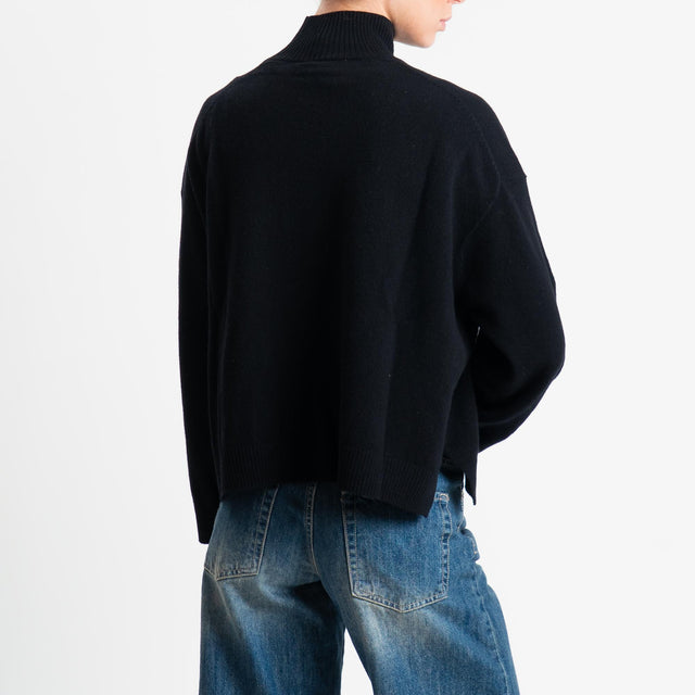 Motel-Maglia collo montato 100% lana - nero