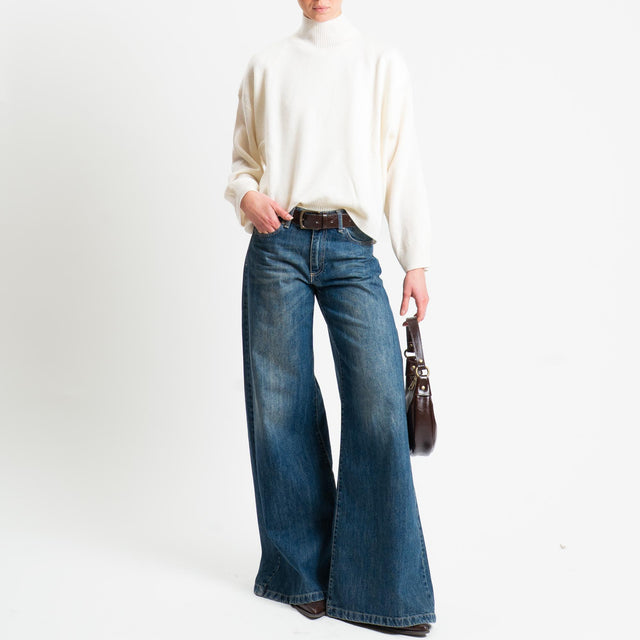 Motel-Maglia collo montato 100% lana - panna