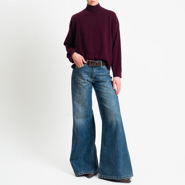 Motel-Maglia collo montato 100% lana - vino