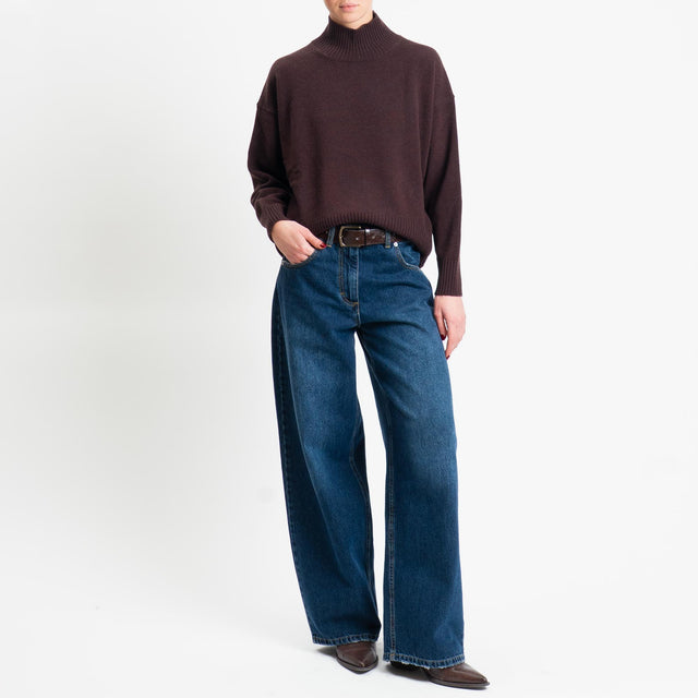 Motel-Maglia collo montato 100% LANA - moro