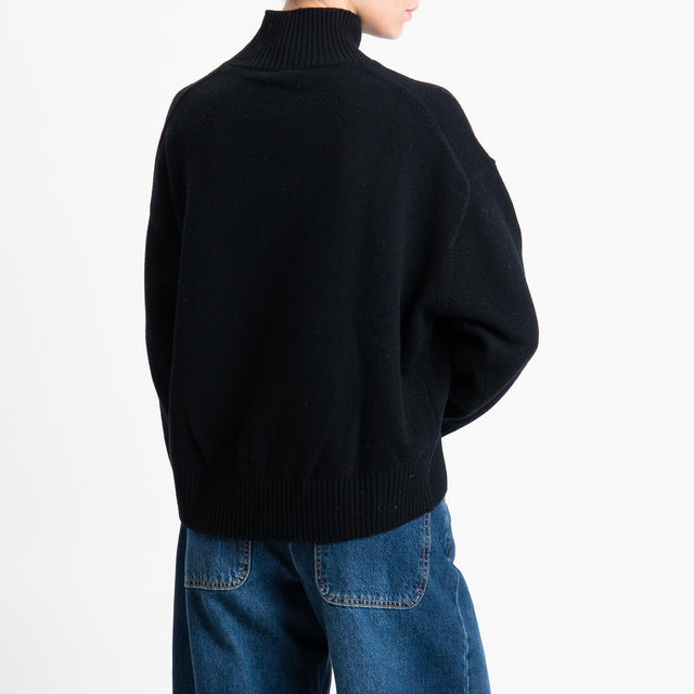 Motel-Maglia collo montato 100% LANA - nero